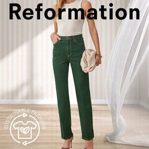 REFORMATION - Cowboy High Rise Straight Jeans in Emerald - Size 29